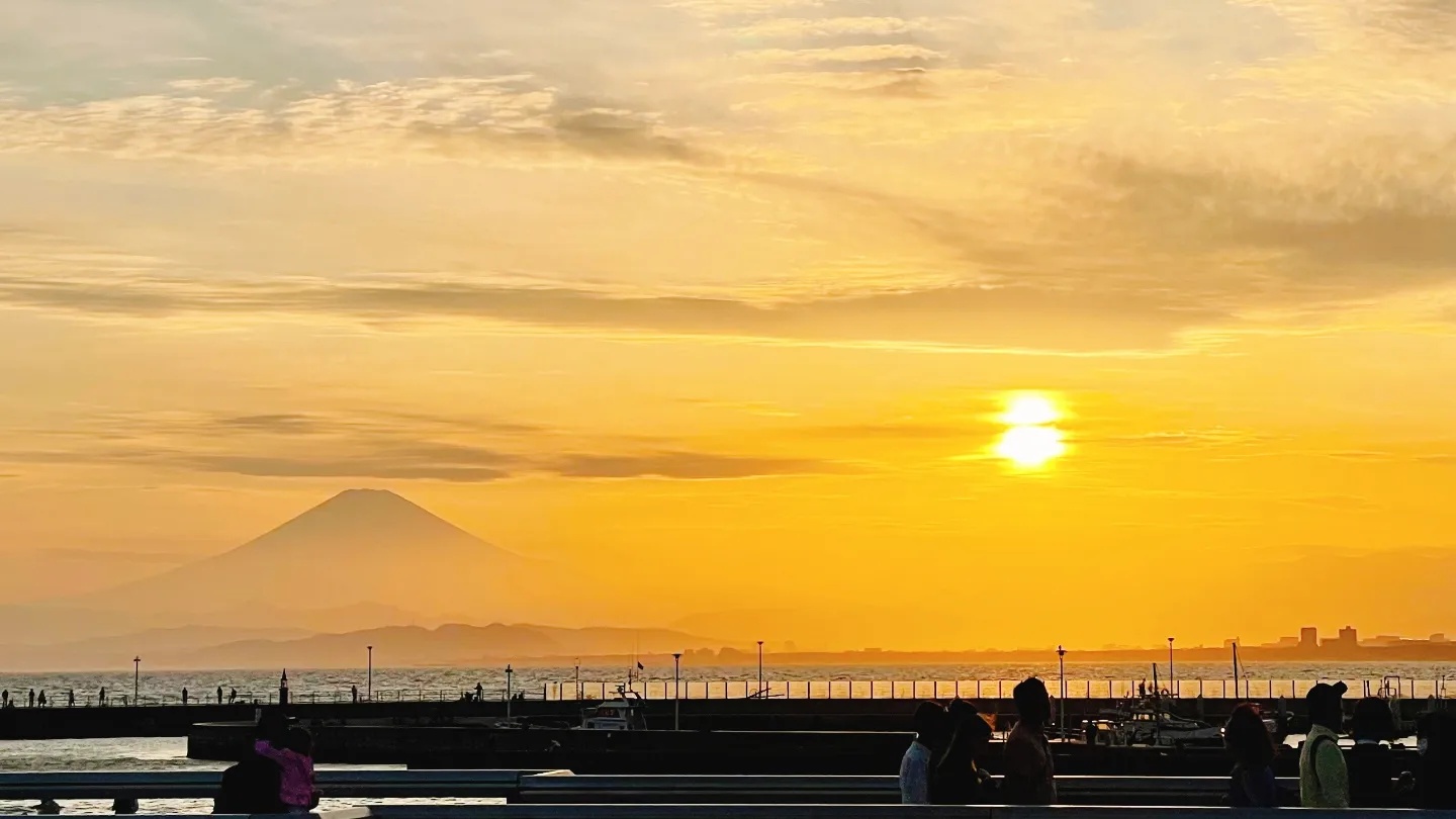 富士山と夕日